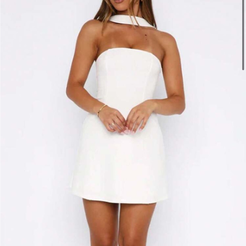 SHEIN Elegant White Strapless Mini Dress